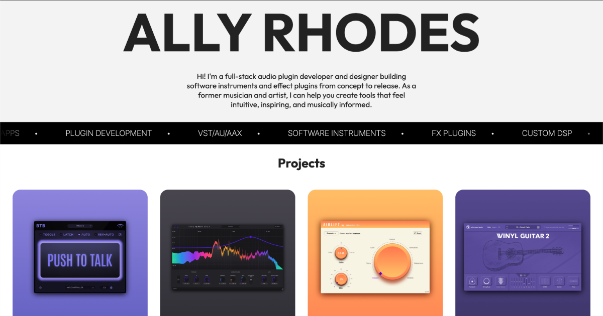 Ally Rhodes - Audio Plugin Developer & Designer